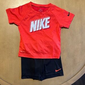 Nike Dri-Fit Red Tee and Black Shorts Set